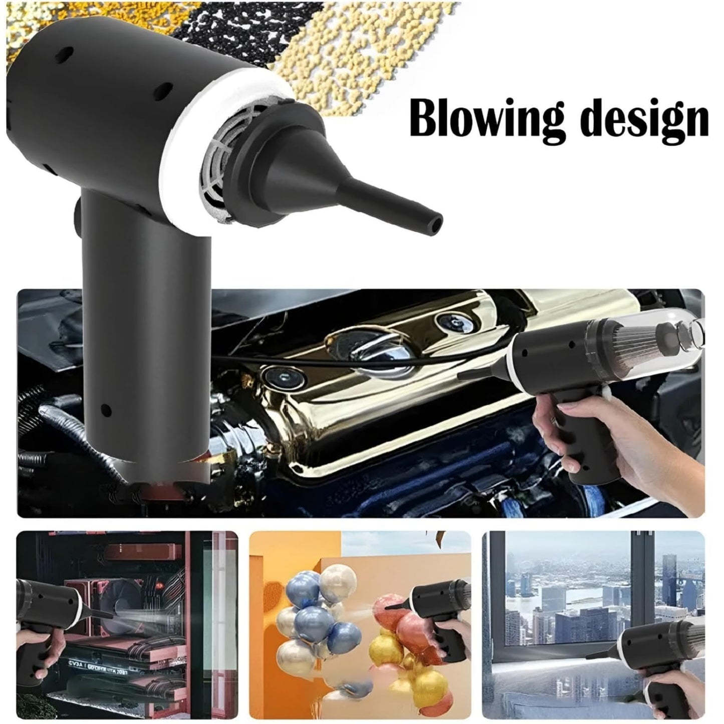 3-in-1 Wireless Car Vacuum Cleaner with Blower 🌬️| USB Rechargeable, Portable & Lightweight 🚗✨