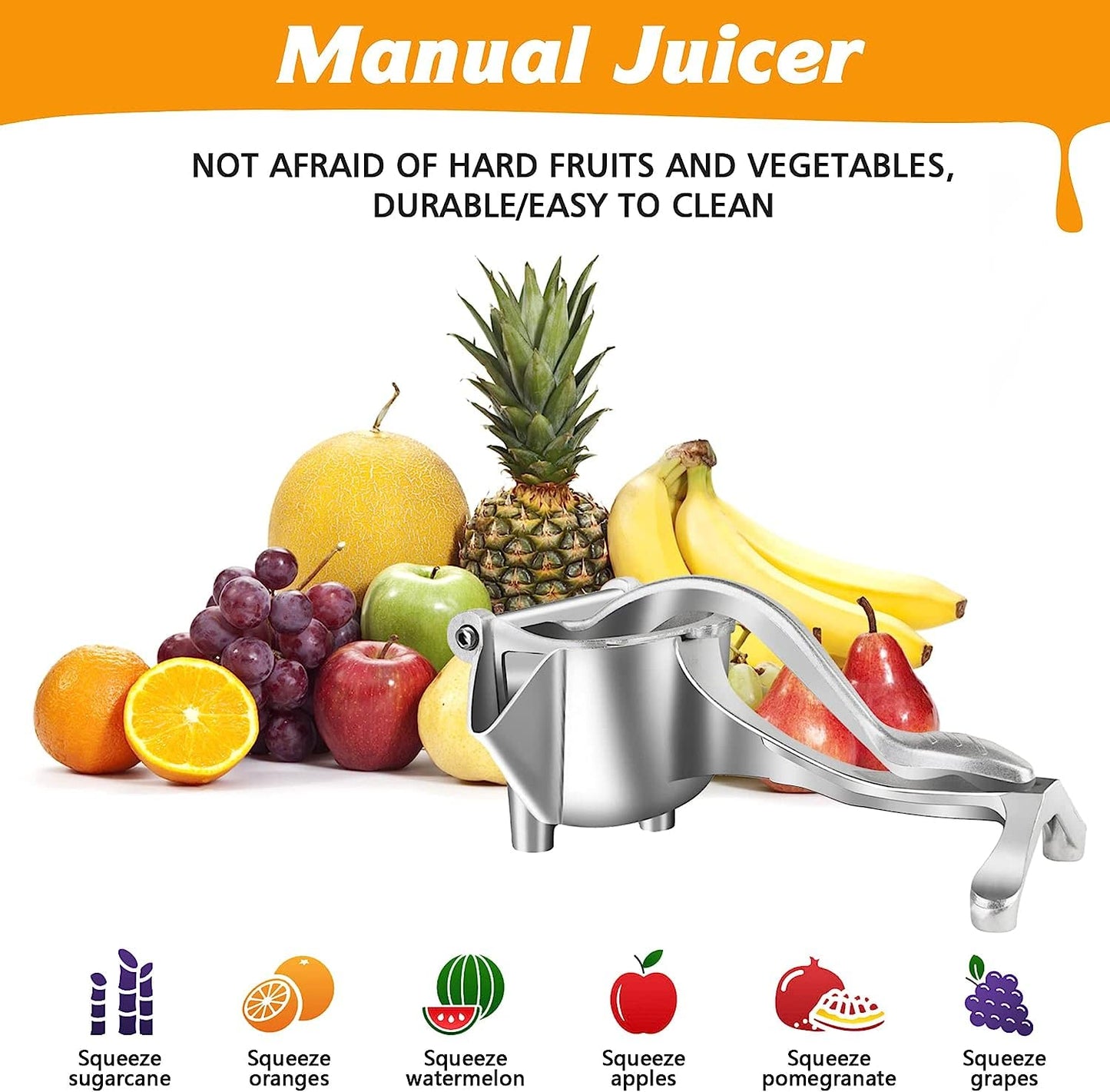Aluminium Manual Fruit Juicer | Heavy Duty Hand Press Squeezer with Ergonomic Handle ๐