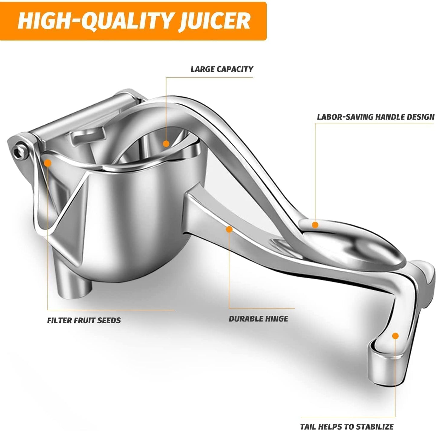 Aluminium Manual Fruit Juicer | Heavy Duty Hand Press Squeezer with Ergonomic Handle ๐