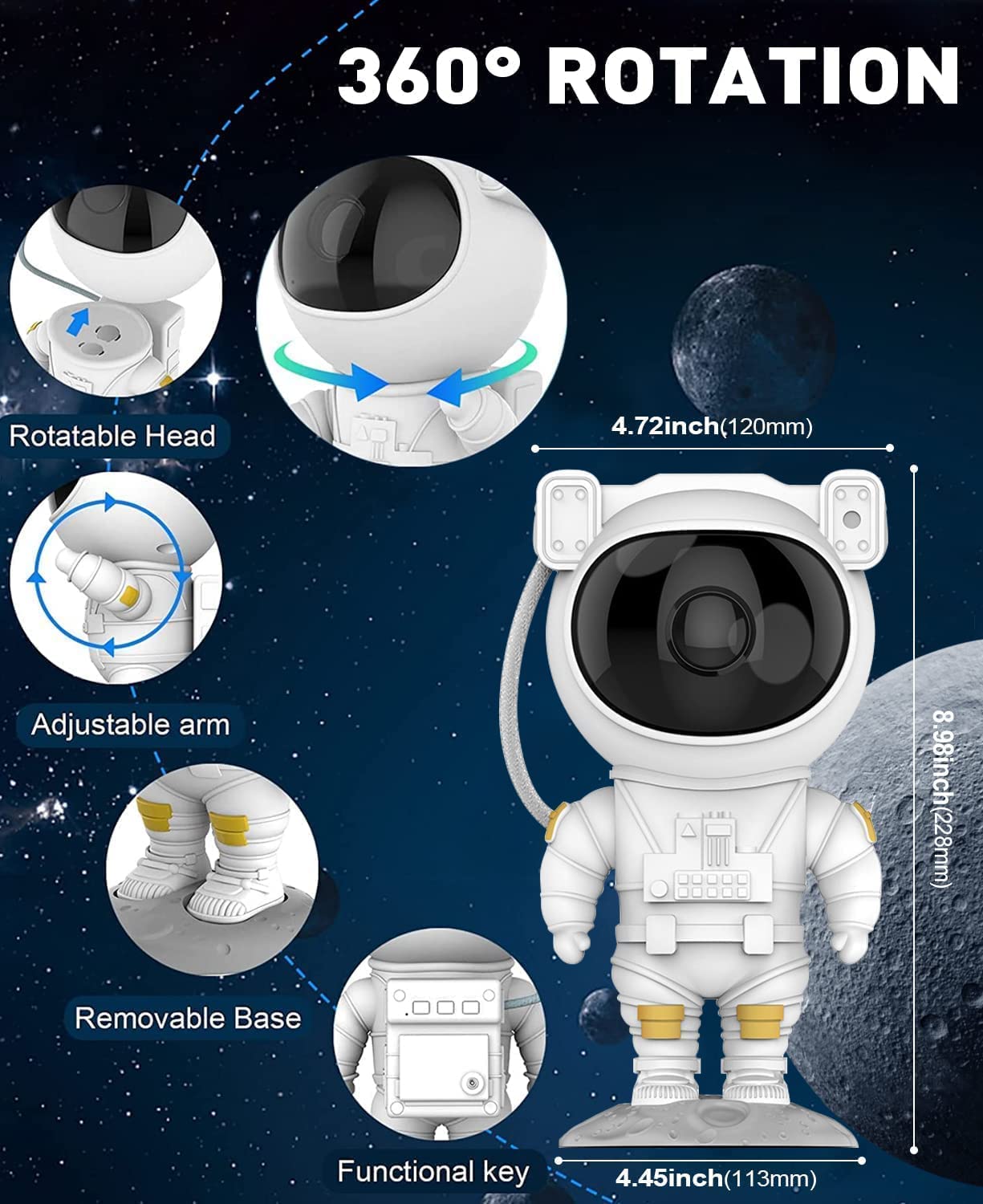 Astronaut Galaxy Projector with Remote 🚀| 360° Nebula Night Light for All Ages 🌌