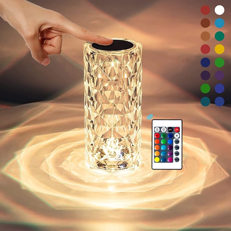 Crystal Diamond Touch Lamp with Remote Control | 16 Colors RGB Table Lamp🌹💎