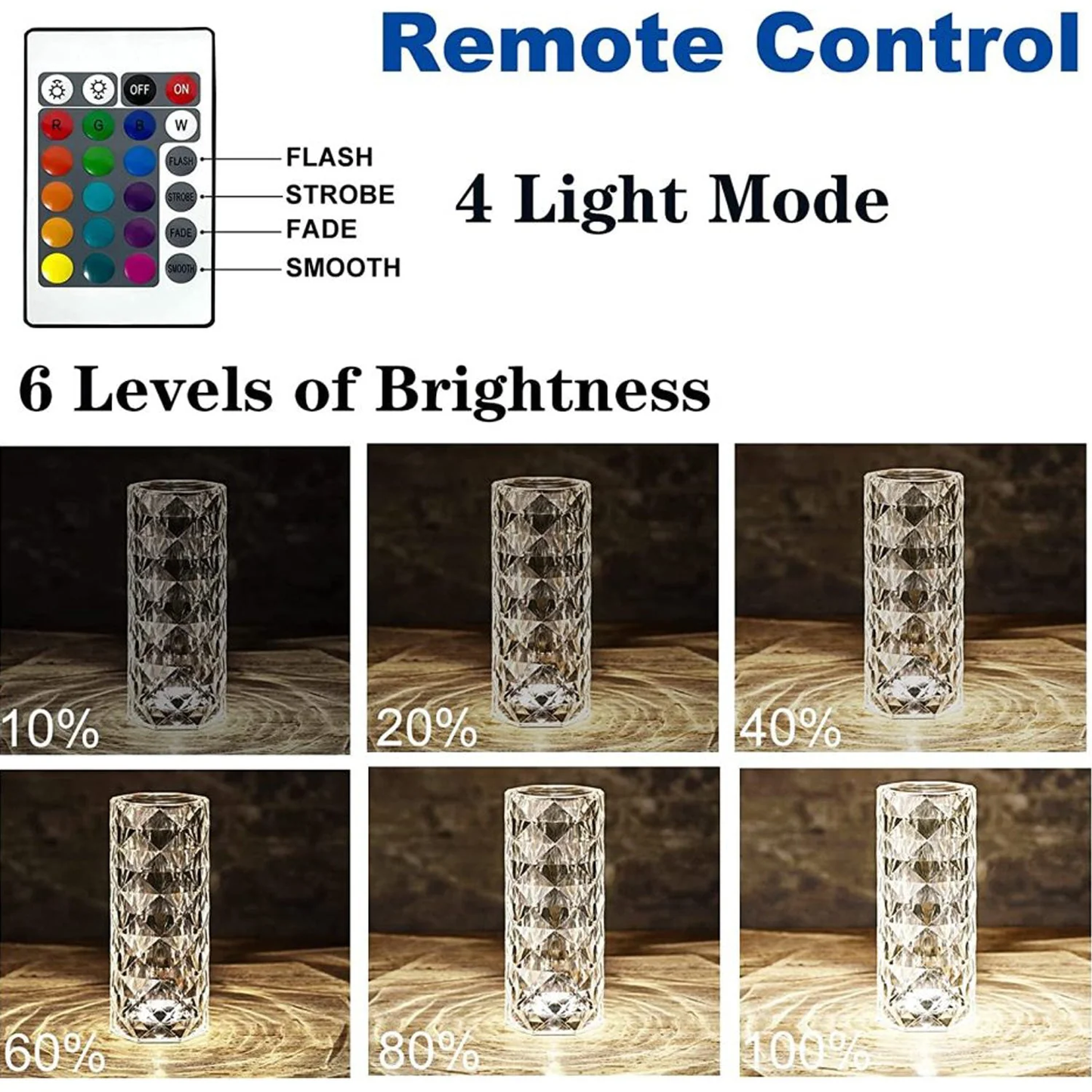 Crystal Diamond Touch Lamp with Remote Control | 16 Colors RGB Table Lamp🌹💎
