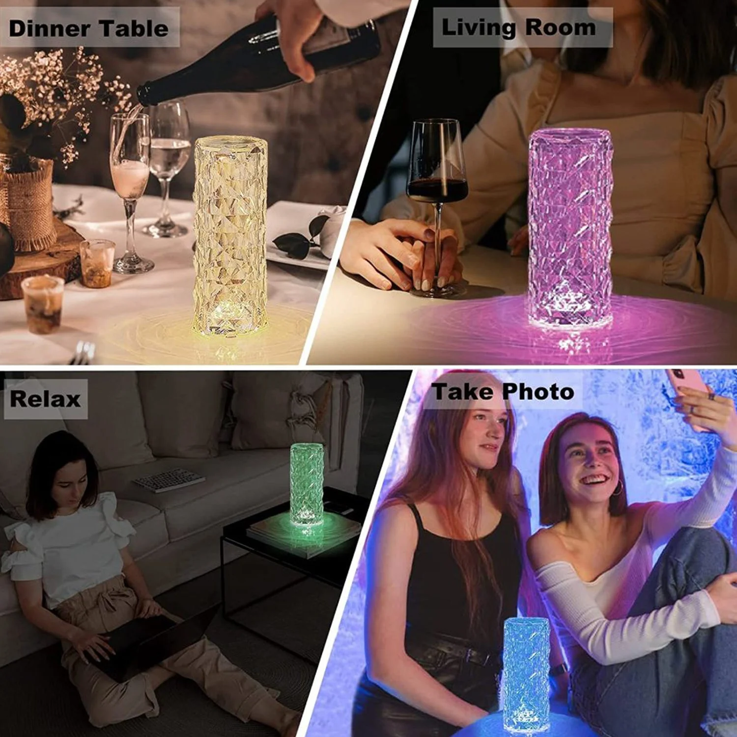 Crystal Diamond Touch Lamp with Remote Control | 16 Colors RGB Table Lamp🌹💎