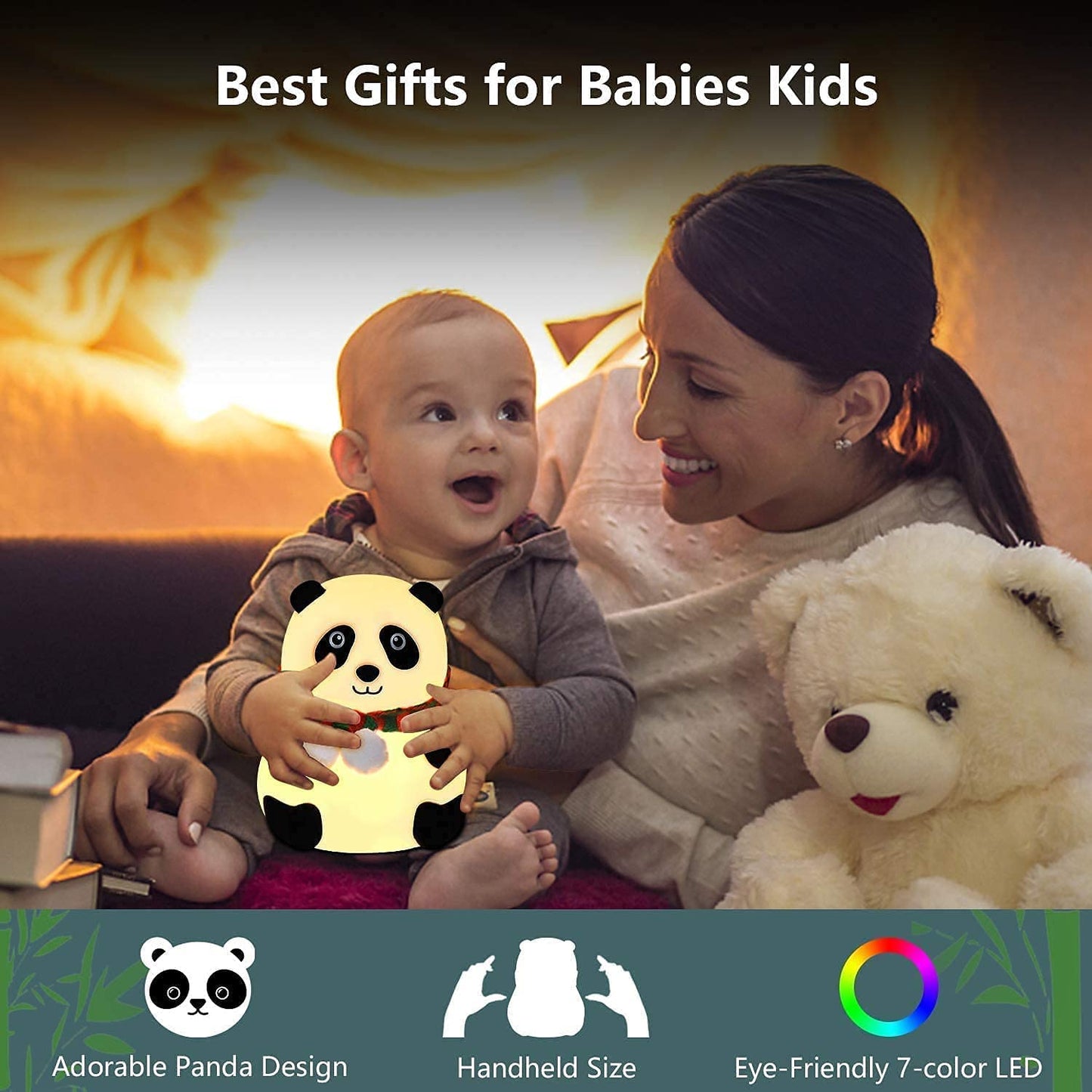 Cute Panda Silicone Night Light ๐ผ | Rechargeable, Portable & Touch Control ๐ก