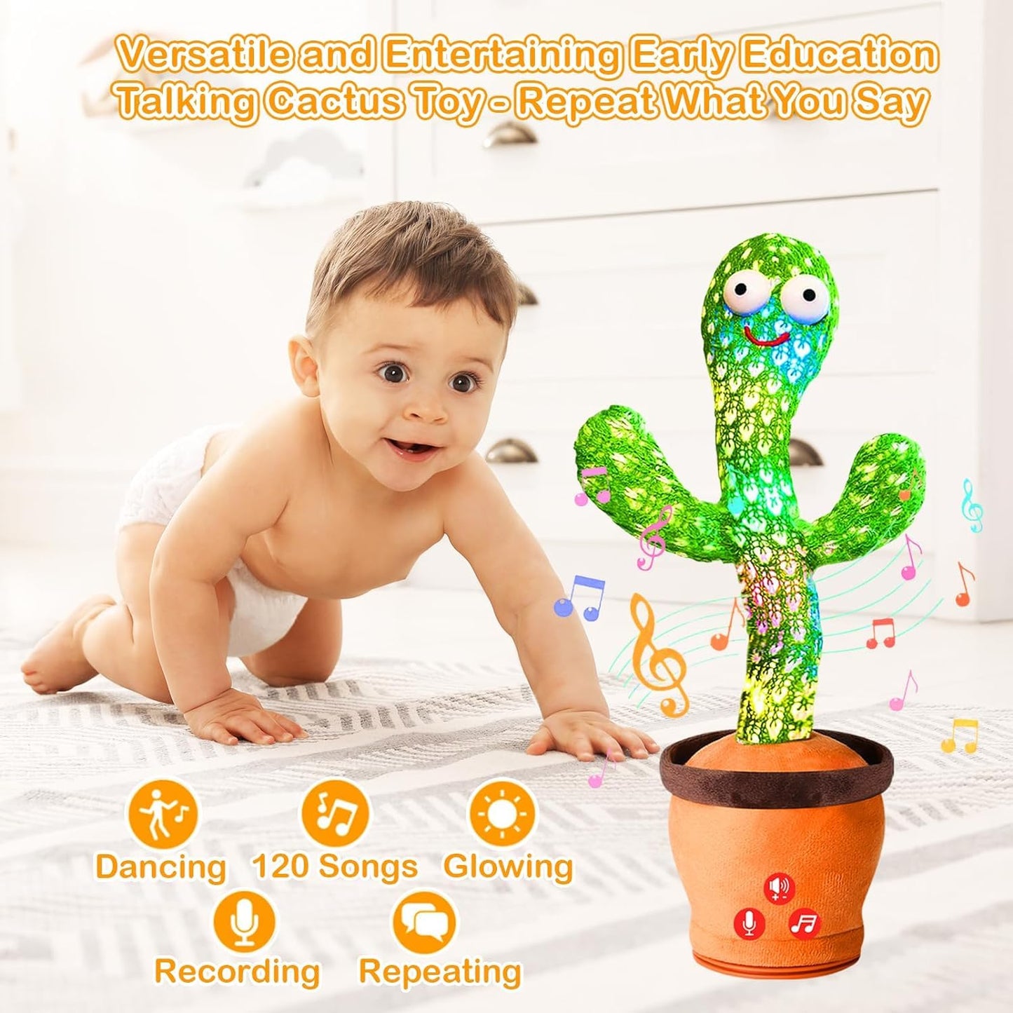 Dancing Cactus Plush Toy π΅| Singing, Talking, & Recording LED Toy for Kids & Toddlers π