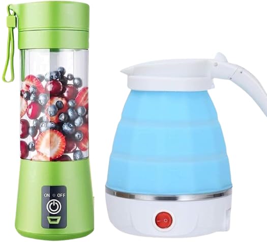 Foldable Silicone Kettle (600ml) | USB Rechargeable Juicer Blender (380ml) | Combo🌟