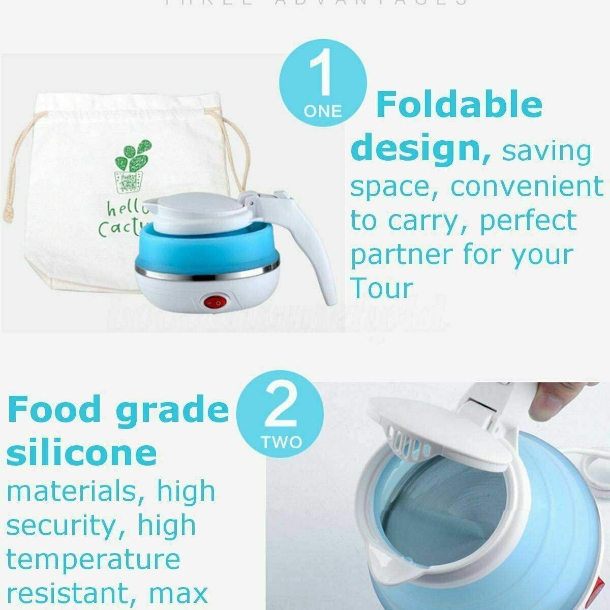 Foldable Silicone Kettle (600ml) | USB Rechargeable Juicer Blender (380ml) | Combo🌟