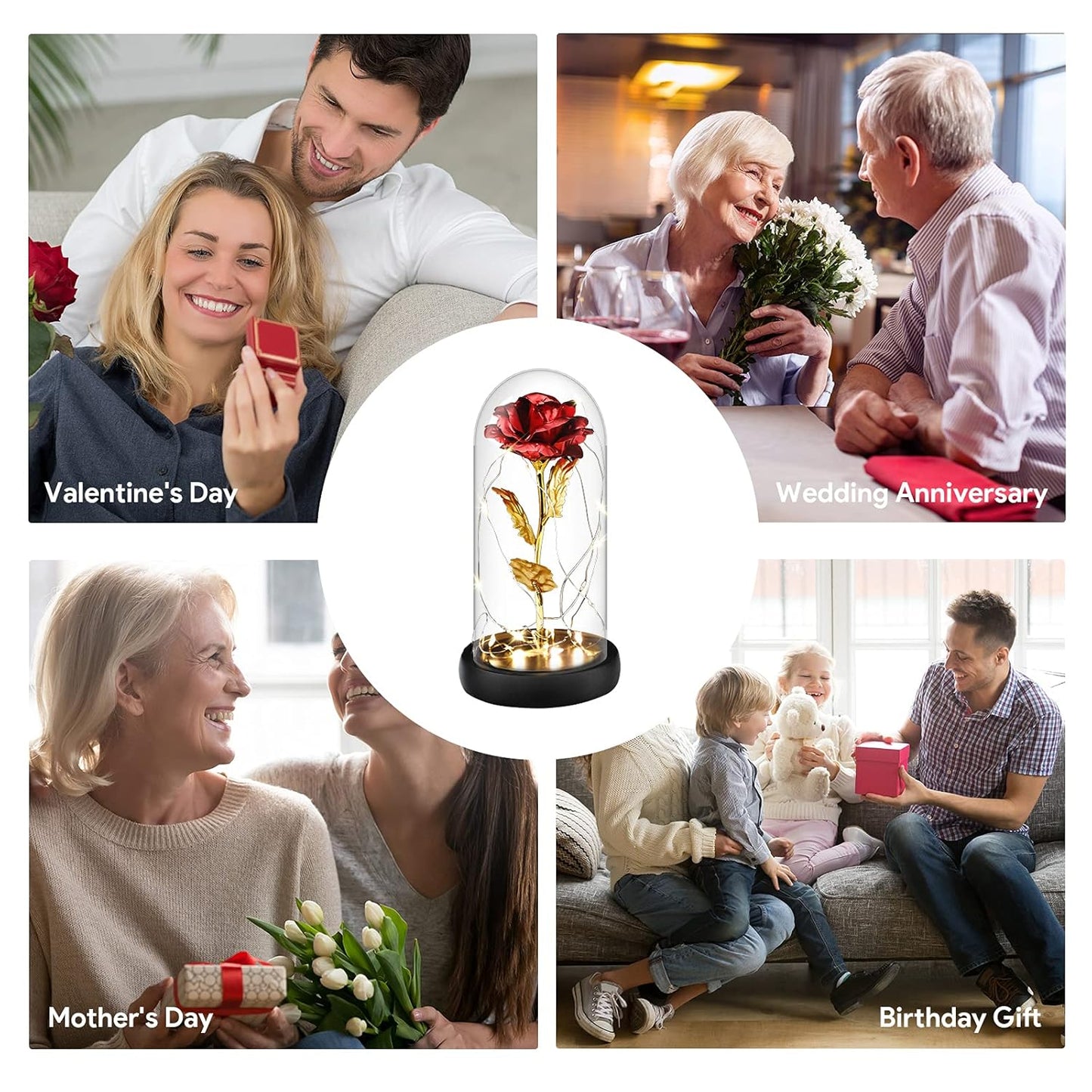 Galaxy Rose in Glass Dome with LED Light 🌹| Eternal Colorful Rose Gift
