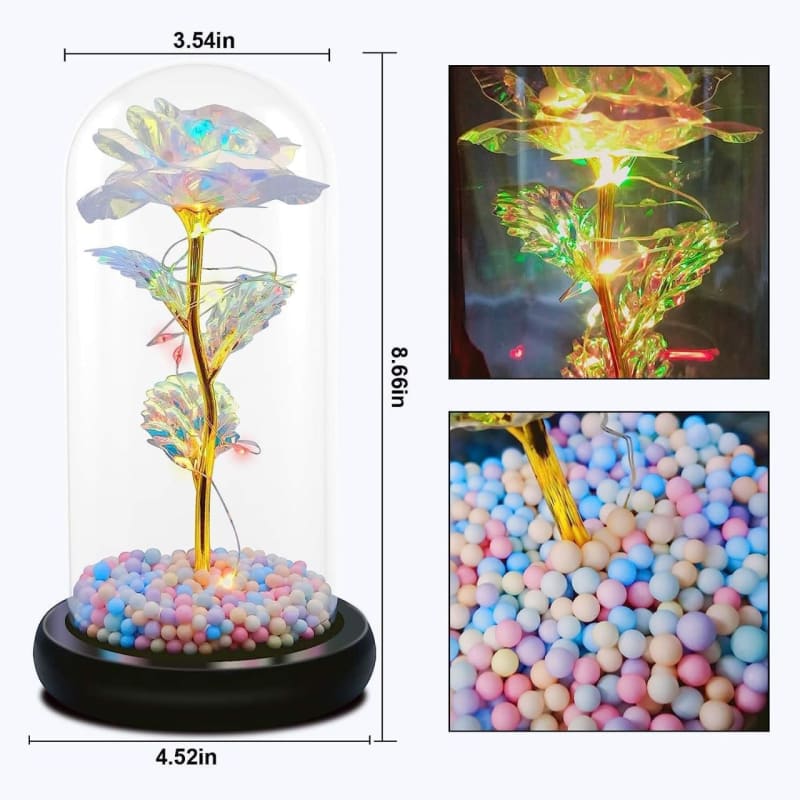Galaxy Rose in Glass Dome with LED Light 🌹| Eternal Colorful Rose Gift