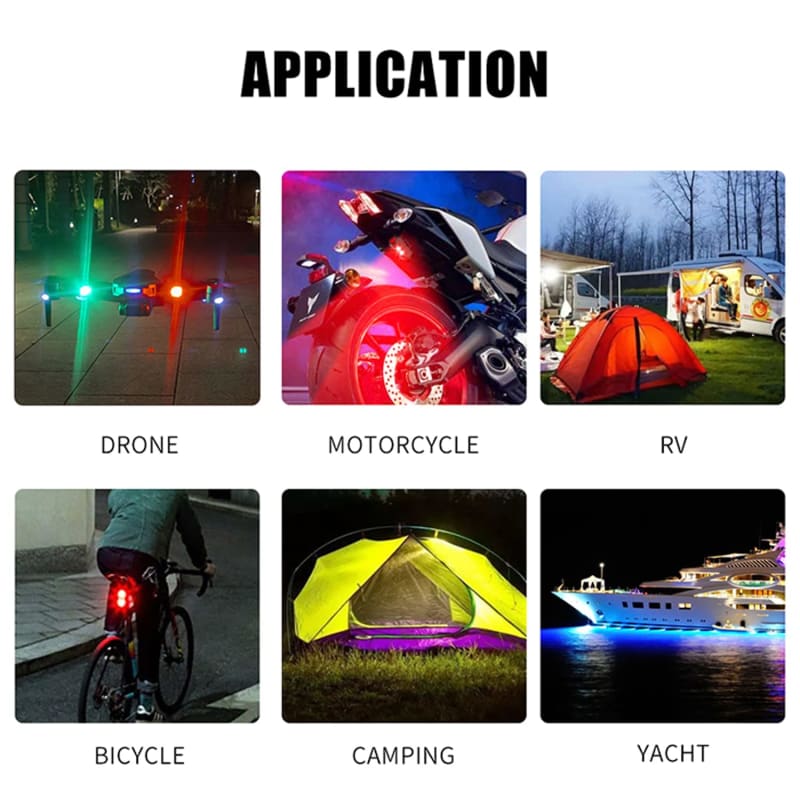 Multicolor LED Aircraft Strobe Lights (Pack of 3)ππ΄ββοΈ| USB Rechargeable, Waterproof, for Bikes, Drones & More βοΈ