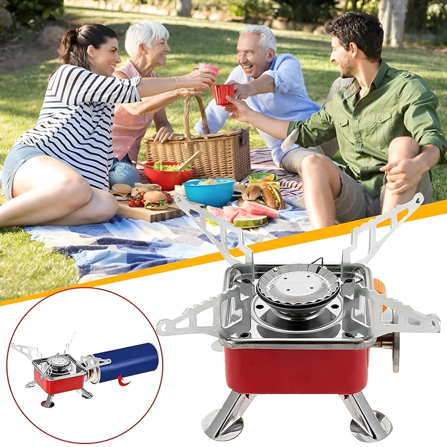 Portable Camping Gas Stove π₯ Lightweight, Foldable & Powerful | 2800W Outdoor Cooking