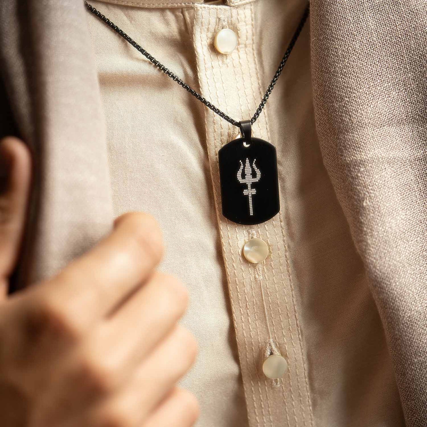 Sacred Shiva Trishul Micro-Carved Stainless Steel Necklace for Men 🕉️