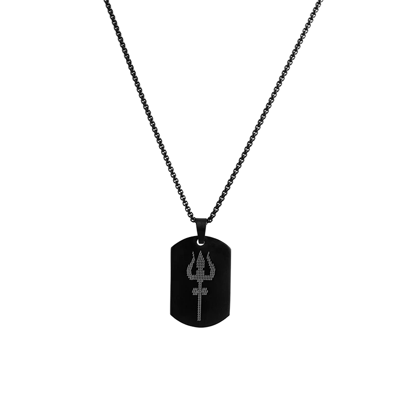 Sacred Shiva Trishul Micro-Carved Stainless Steel Necklace for Men 🕉️