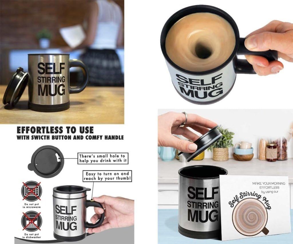 Self-Stirring Coffee Mug ☕️✨| Automatic Mixing, Stainless Steel Insulated Travel Cup