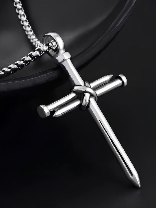 Silver-Plated Stainless Steel Jesus Cross Pendant with Chain ✝️✨