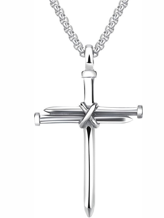 Silver-Plated Stainless Steel Jesus Cross Pendant with Chain ✝️✨