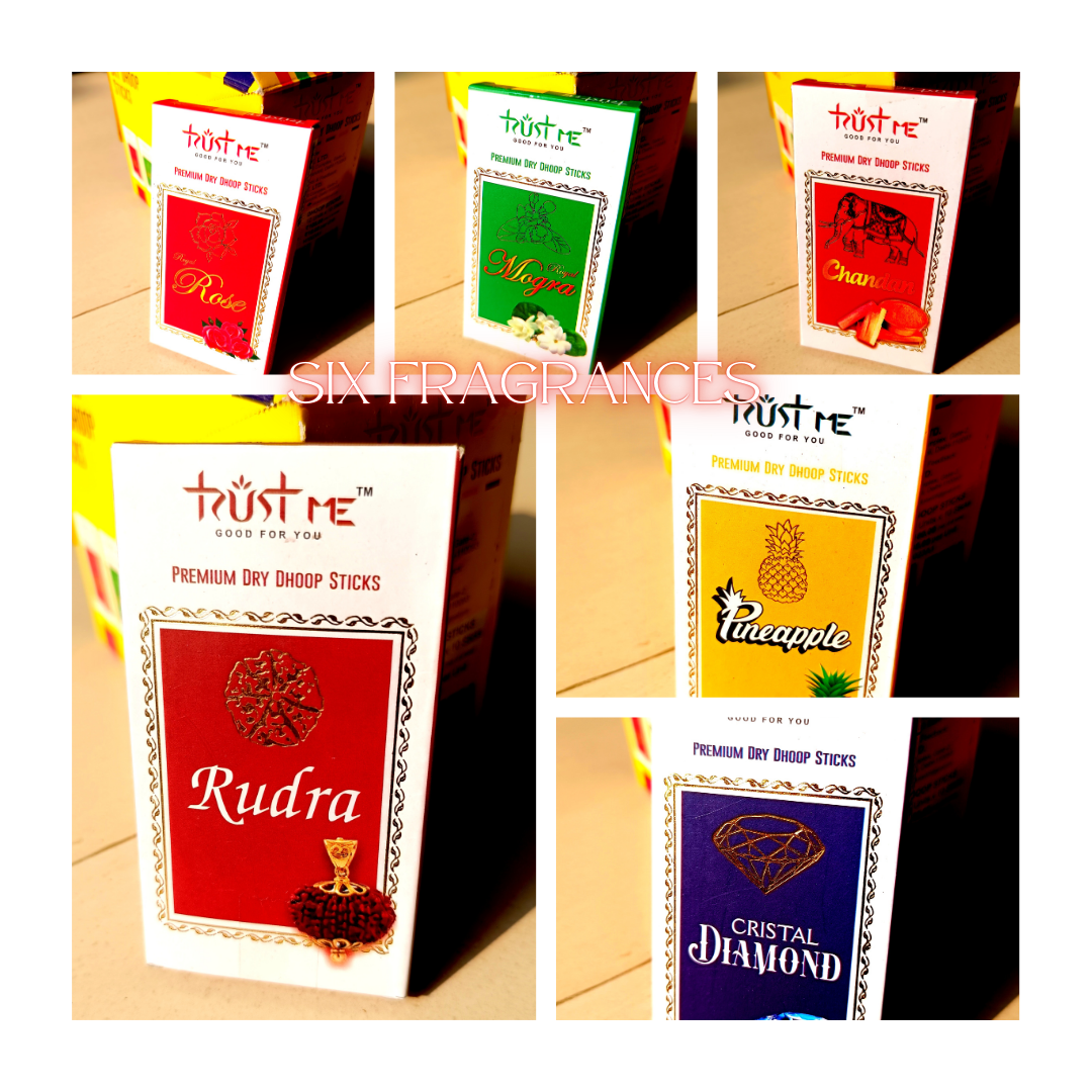 TRUSTME Premium Dry Dhoop Sticks | 6 Divine Fragrances for Peace & Positivity! 🕉️