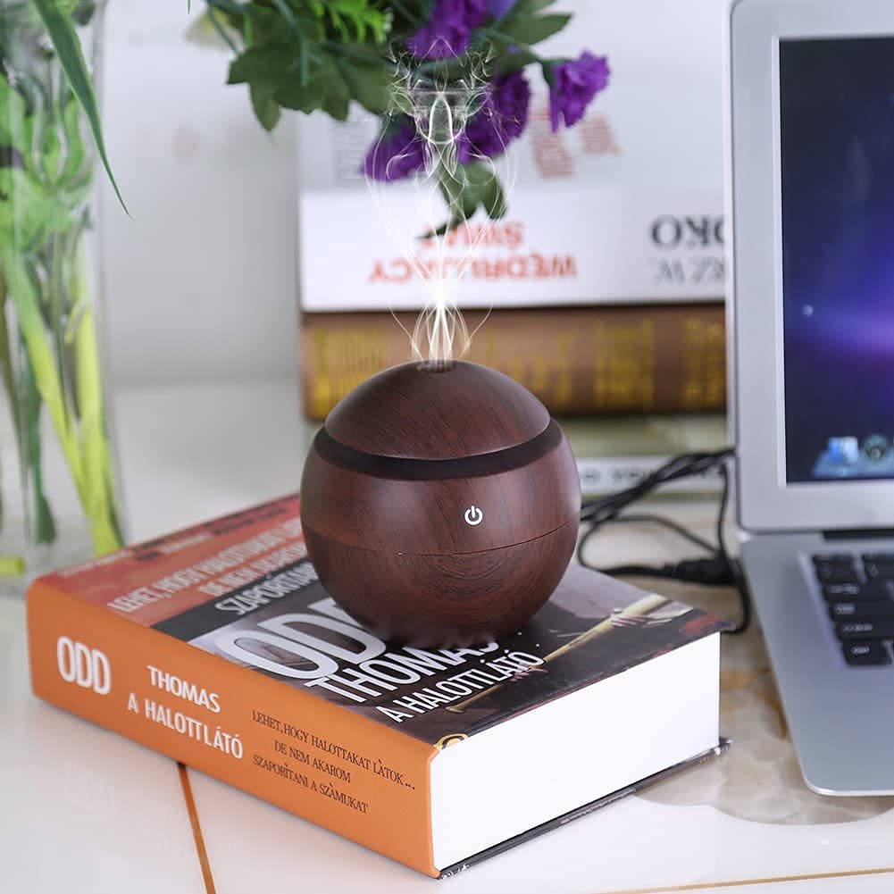 Wooden Aroma Diffuser Humidifier ๐ | Cool Mist with Colorful Ambient Lighting