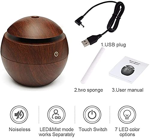 Wooden Aroma Diffuser Humidifier ๐ | Cool Mist with Colorful Ambient Lighting