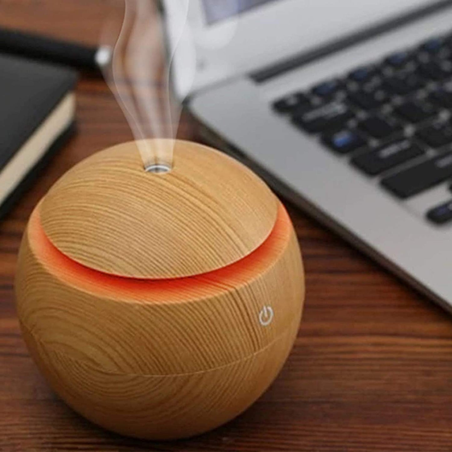 Wooden Aroma Diffuser Humidifier ๐ | Cool Mist with Colorful Ambient Lighting
