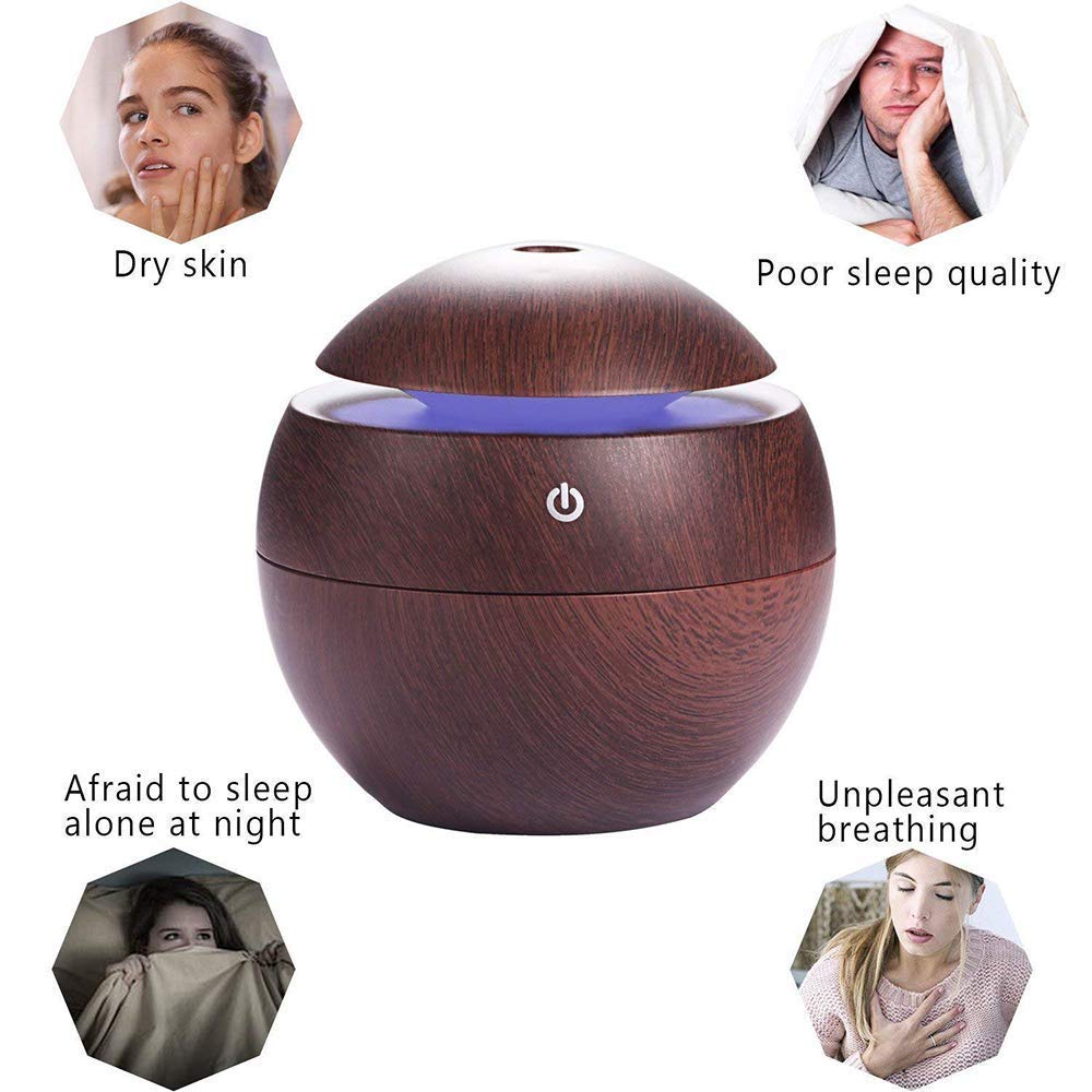 Wooden Aroma Diffuser Humidifier ๐ | Cool Mist with Colorful Ambient Lighting