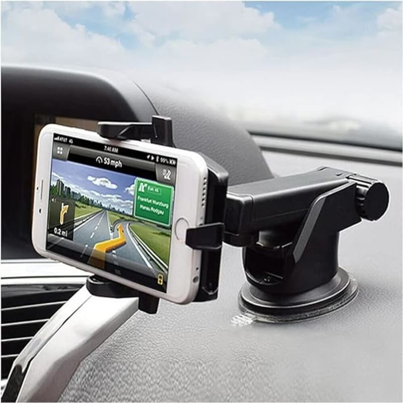 Adjustable Car Phone Mount 🚗| 360° Rotation, Long Arm for Windshield & Dashboard 📱| Black