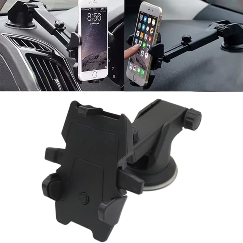 Adjustable Car Phone Mount 🚗| 360° Rotation, Long Arm for Windshield & Dashboard 📱| Black