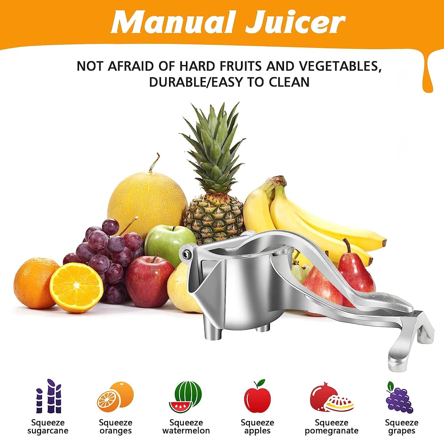 Aluminium Manual Fruit Juicer | Heavy Duty Hand Press Squeezer with Ergonomic Handle 🍊