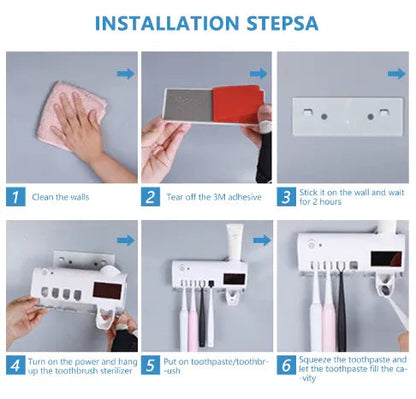 Smart 3-in-1 Automatic Toothpaste Dispenser & UV Sterilizer | Hygienic, Smart Toothbrush Holder 🦷✨