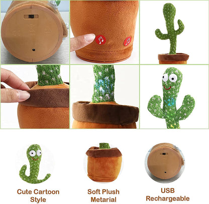 Dancing Cactus Plush Toy 🌵| Singing, Talking, & Recording LED Toy for Kids & Toddlers 🌟