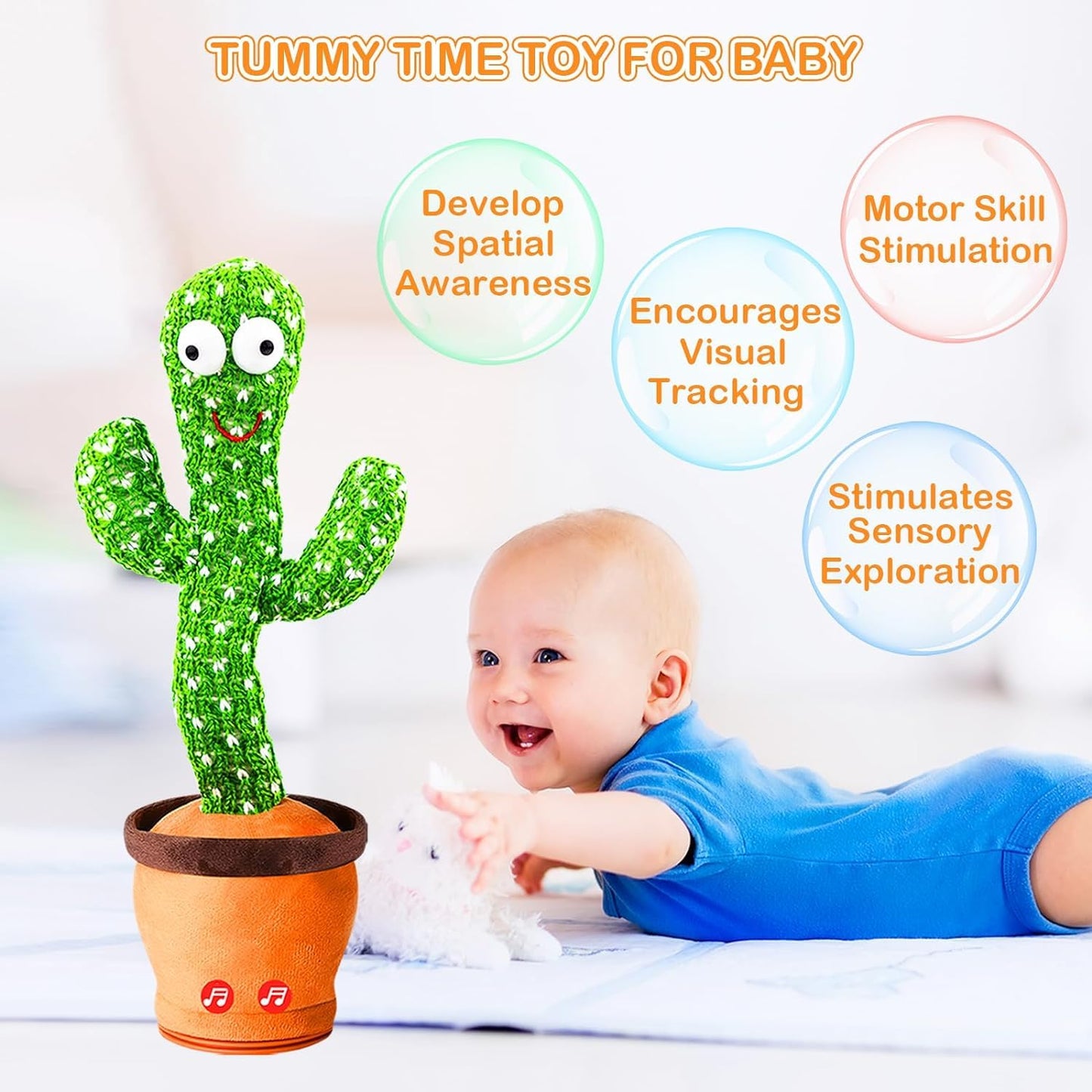 Dancing Cactus Plush Toy 🌵| Singing, Talking, & Recording LED Toy for Kids & Toddlers 🌟