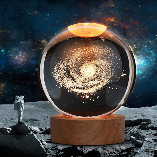 Galaxy Crystal Ball Nightlight | 3D Celestial Glow for Dreamy Spaces 🌌