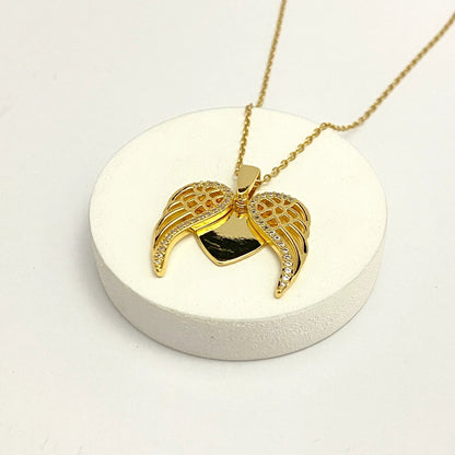 Golden Angel Wings Heart Necklace | Elegant, Anti-Tarnish, Timeless