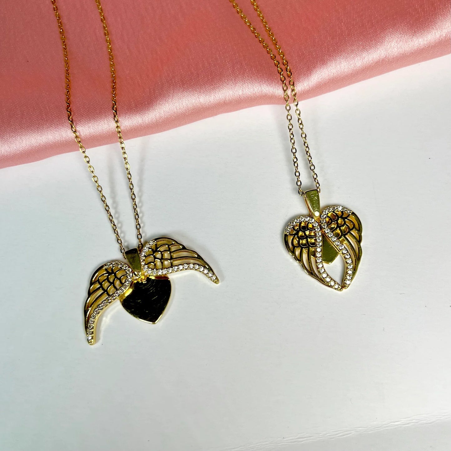 Golden Angel Wings Heart Necklace | Elegant, Anti-Tarnish, Timeless