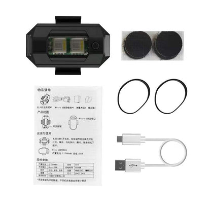 Multicolor LED Aircraft Strobe Lights (Pack of 3)🌈🚴‍♂️| USB Rechargeable, Waterproof, for Bikes, Drones & More ✈️