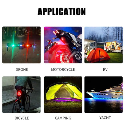 Multicolor LED Aircraft Strobe Lights (Pack of 3)🌈🚴‍♂️| USB Rechargeable, Waterproof, for Bikes, Drones & More ✈️