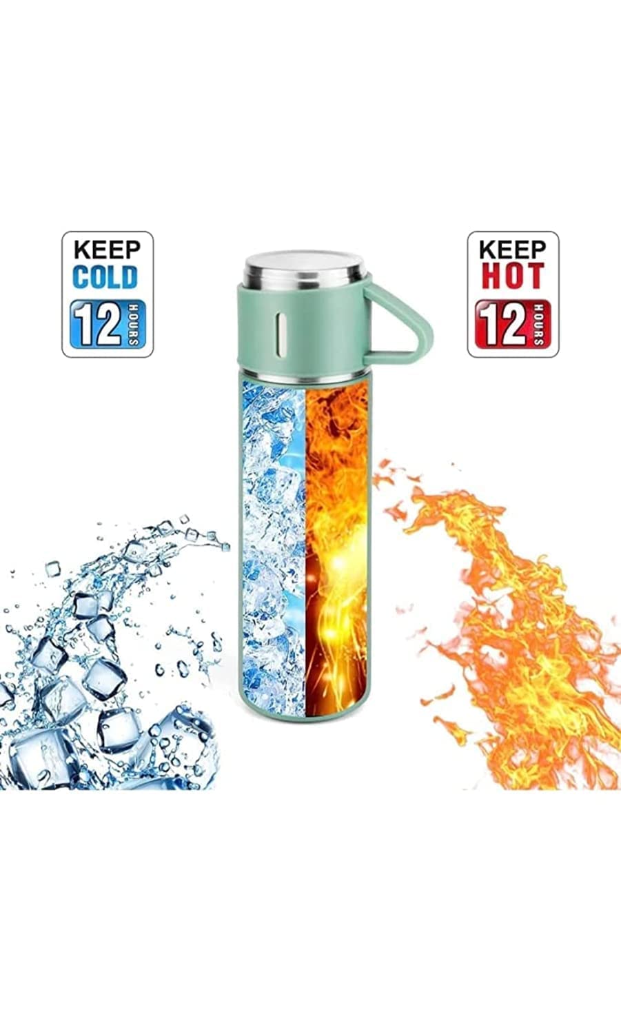Premium Double Wall Stainless Steel Thermo Flask Set | 500ml Insulated Bottle + 2 Cups 🎁❄️🔥