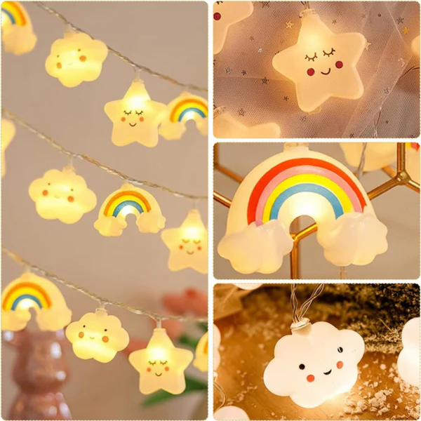 Rainbow & Cloud Fairy String Lights 🌈| Star Cloud Festive LED Lights for Every Occasion 🎄✨