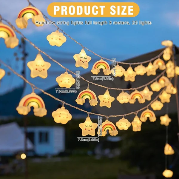 Rainbow & Cloud Fairy String Lights 🌈| Star Cloud Festive LED Lights for Every Occasion 🎄✨