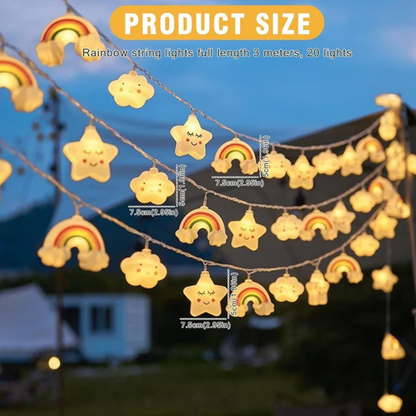 Rainbow & Cloud Fairy String Lights 🌈| Star Cloud Festive LED Lights for Every Occasion 🎄✨