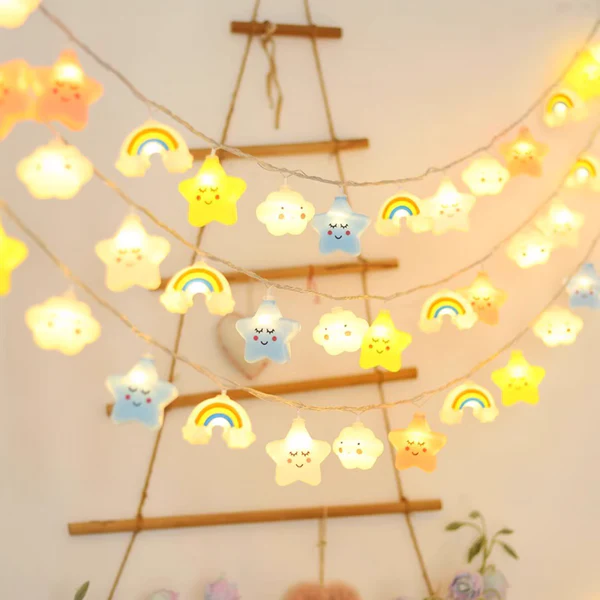 Rainbow & Cloud Fairy String Lights 🌈| Star Cloud Festive LED Lights for Every Occasion 🎄✨