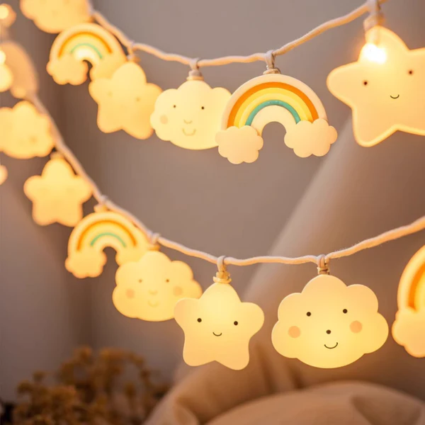 Rainbow & Cloud Fairy String Lights 🌈| Star Cloud Festive LED Lights for Every Occasion 🎄✨