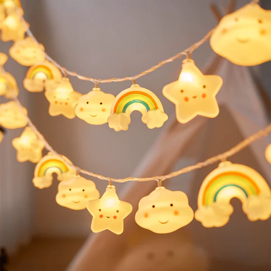 Rainbow & Cloud Fairy String Lights 🌈| Star Cloud Festive LED Lights for Every Occasion 🎄✨