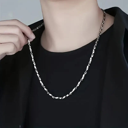 Silver-Plated Bamboo Stick Stainless Steel Necklace for Men & Women✨
