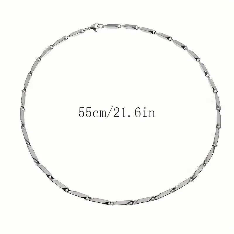 Silver-Plated Bamboo Stick Stainless Steel Necklace for Men & Women✨