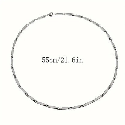 Silver-Plated Bamboo Stick Stainless Steel Necklace for Men & Women✨