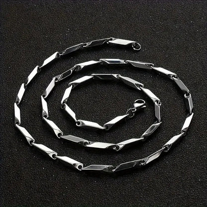 Silver-Plated Bamboo Stick Stainless Steel Necklace for Men & Women✨