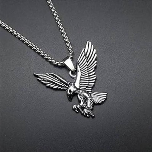 Silver War Eagle Flying Pendant for Men & Women 🦅✨