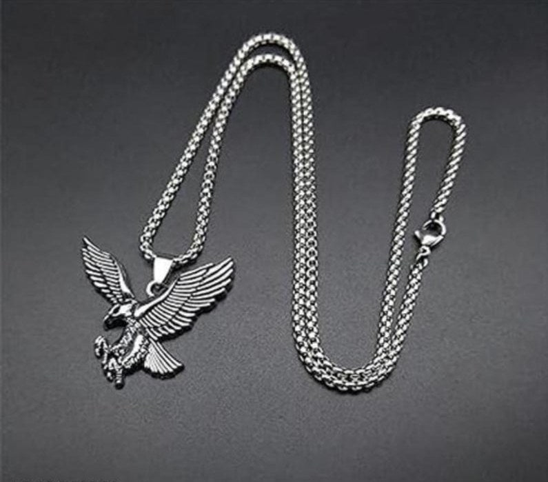 Silver War Eagle Flying Pendant for Men & Women 🦅✨