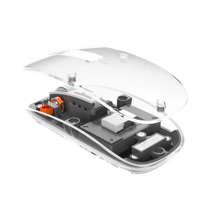 Transparent Triple-Mode Wireless Mouse | Rechargeable & Bluetooth 5.1 & 2.4GHz ✨